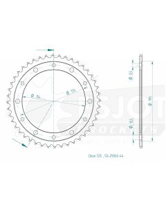 Kettenrad 44 Zähne Esjot - Teilung 5/8 x 5/16 R10,16 (525) - 2900 6044