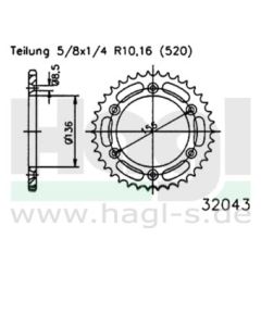 Kettenrad Alu 42 Zähne Esjot - Teilung 5/8 x 1/4 R10,16 (520) - 3200 4342A