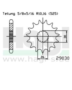 Kettenritzel 18 Zähne Esjot - Teilung 5/8 x 5/16 R10,16 (525) - 2910 3018